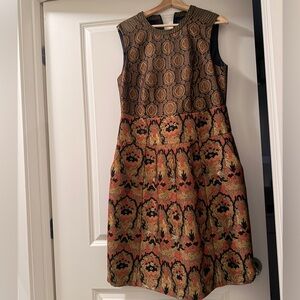 Etro Brown and Gold Short Sleeve Dress